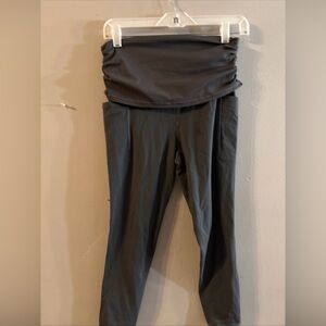 Athleta Super-High-Rise Ribbed-Waist  Leggings Sz S Green Athletic M26